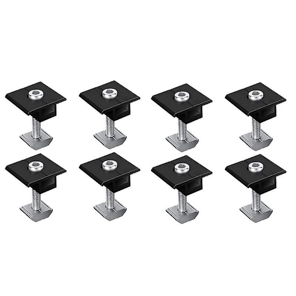 8-pack centralklämma 30mm svart T-formad centralklämma justerbar solpanel centralklämma