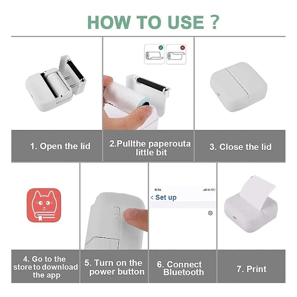 Bærbar Klistermærkeprinter, Mini C15 Lomme Termisk Printer, Bluetooth Fotoprinter, Bærbar Etiket S