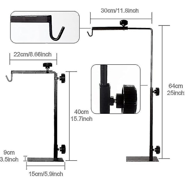 Reptil Lampeholder med Justerbar Base, Metal Gulvlampeholder til Habitat