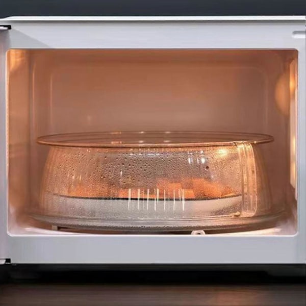 Høj Mikrobølgeovn Glasplade Dæk Splatter Guard Låg Med Håndtag Til Opvarmning af Pasta Opvarmning af Rester