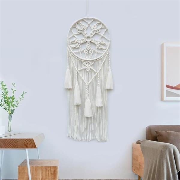 Macrame Drömfångare för Sovrum Vuxen Drömfångare Väggdekor Stor Boho Väggbonad med Vävt