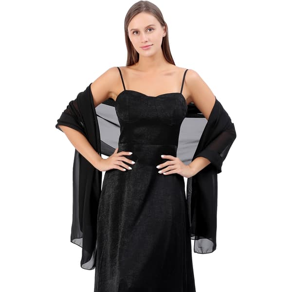 Chiffonsjaler og tørklæder til kvinder, velegnet til aftenkjoler, elegante og bløde tylchiffonsjaler, bryllupssjaler - sort.