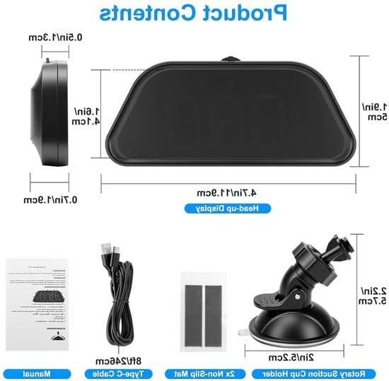 Digital Head-Up Display for Cars, Adjustable LED Speedometer with Overspeed Alarm and GPS Function for Various Vehicles