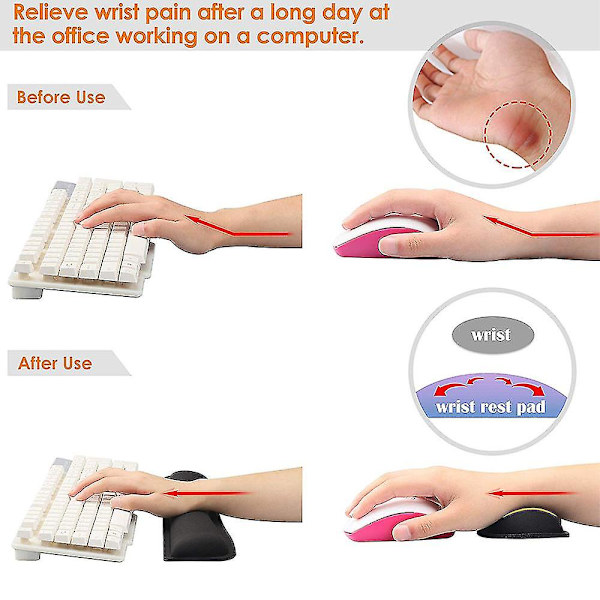 Oppgradert Håndleddsstøtte for Tastatur og Musematte med Håndleddsstøtte, Laget av Memory Foam, Superfin Fiber og Gel, Enkel Skriving og Smertelindring Perfekt for Spill