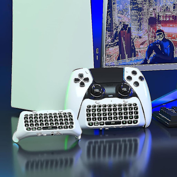 Chatpad Tastatur for PS5 Edge Kontroller Bluetooth-kompatibel Tastatur Bakgrunnsbelyst