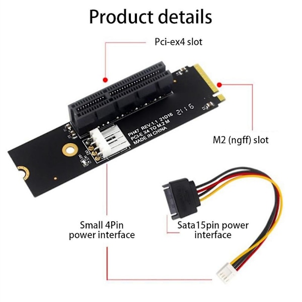 Ngff M.2 - Pci-e 4x -nousukortti M2 M-avain Pcie X4 -adapteriin Led-merkkivalolla Sata-virtanousukortti varten