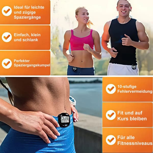 3D Pedometer with Clip and Strap, Accurately Calculates Walking Distance and Calorie Consumption, 7-Day Memory Function.