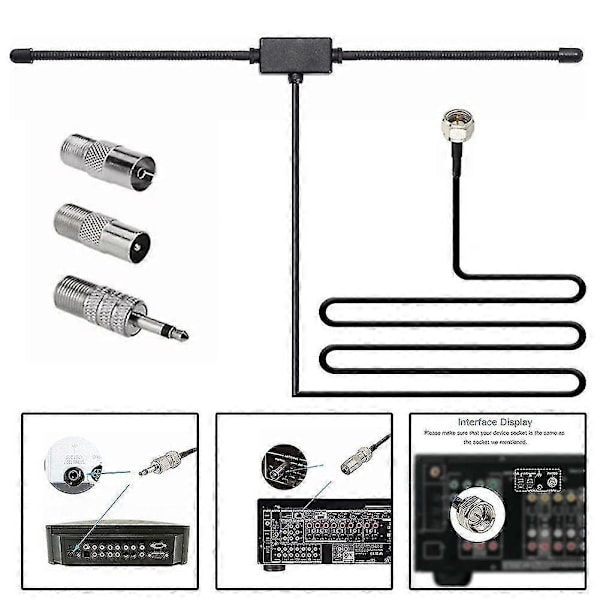 DAB FM Radioantenne FM Dipol Antenne Audio Stikforbindelse til Stereomodtager