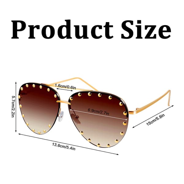 2 Par Dameløse Oversize Solbriller med Nitter Gradient Linser Mode