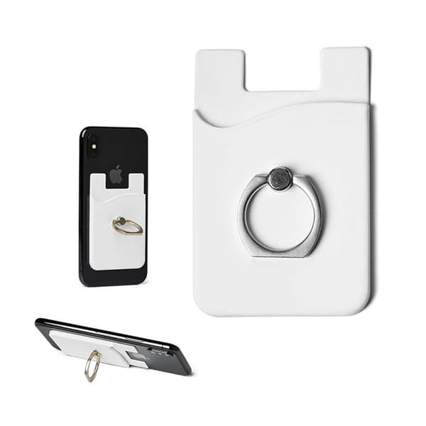 Universal Card Holder with Ring for Mobile Phone White