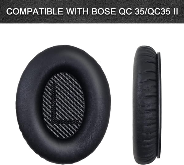Replacement Ear Pads, Foam Tips, Adaptive Noise-Isolating Headphone Cushions for Bose QC35 and QC35ll - Black