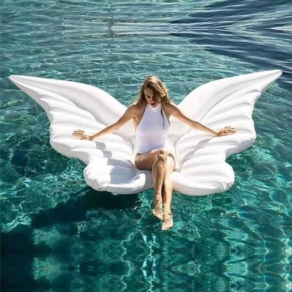 Inflatable Butterfly Water Float - Large PVC Pool Float - Inflatable Water Bed for Pool and Water Use - White - 250 x 180 cm