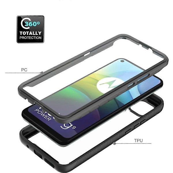 For Motorola Moto G9 Power Stjernehimmel Ensfarget Serie Støtsikker PC + TPU-deksel med PET-film