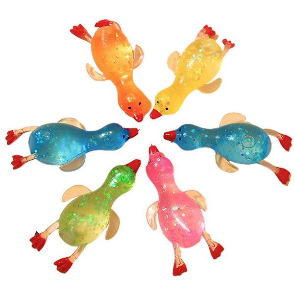 Ankleksak Anka Stretchig Långsam Återhämtning Glitter Maltos Mjuk TPR Nyp Leksak Djur Squishes Stress Relief Fidget Leksak