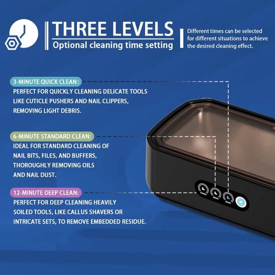 Nail Tool Cleaning Device, Sterilizer with 3 Timer Modes for Nail Drills, Nail Art Brushes, Nail Clippers, 650 ml (22 oz)