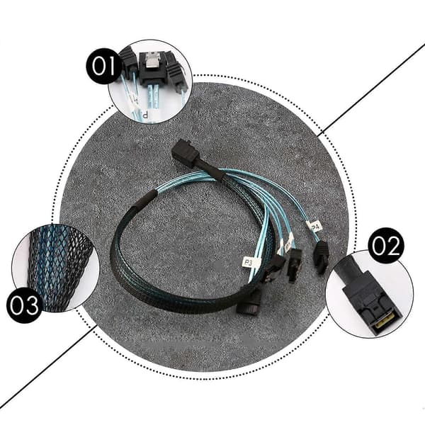 Internt Mini SAS til SATA Kabel, SFF-8643 til Raid Controller Harddisk