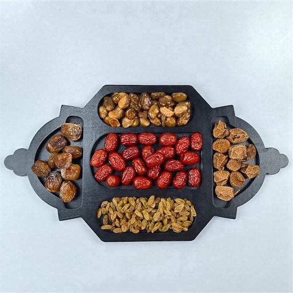 Eid Mubarak Trebrett i Tre, Ramadan Snacksbrett Dessert Kakebrett Kunstnerisk Serveringsbrett Gull