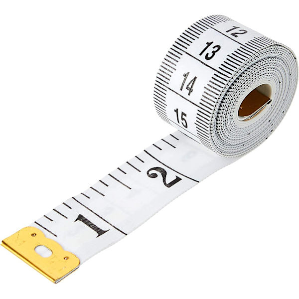 Kaksipuolinen mittanauha | Soveltuu kehon mittaamiseen | Ompelutarvike | Tuumaa & cm | 150 cm | 60 tuumaa | Lisäksi bonus e-kirja (Valkoinen)