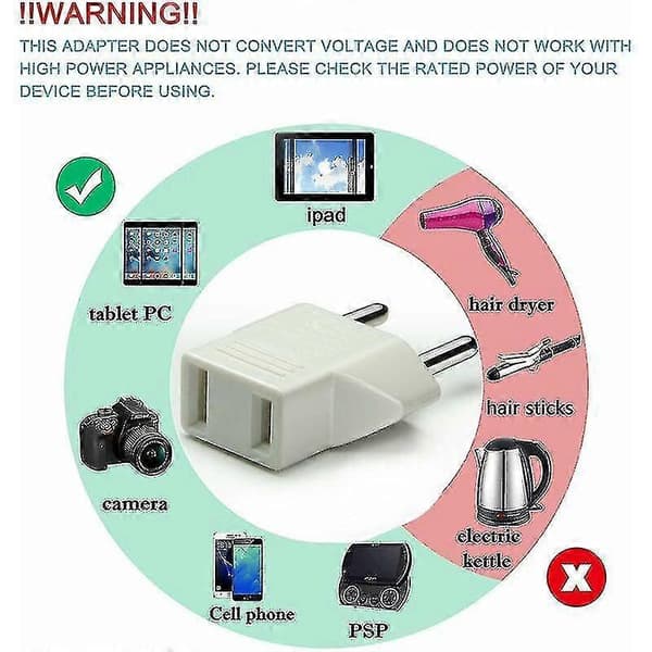6 stk. US til EU EU Adapter Socket