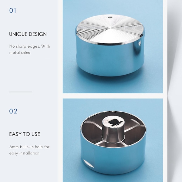 5 stk. Metal Gasovn Knapper 6mm Kogeplade Kontrol Ovn Knap Brænder Knap Gas Hob Switch Køkken Re