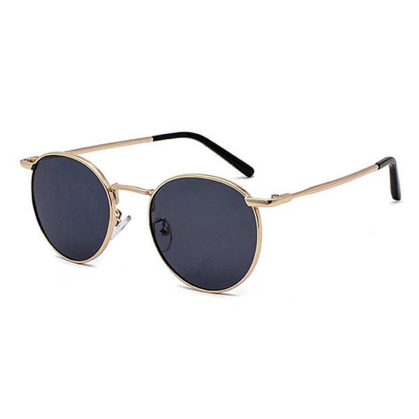 Runde Solbriller Metal Guld Sort Glas