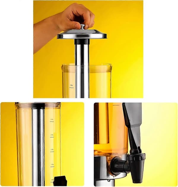 Tårn, 3L/101OZ Tårn, Drikketårn med Avtakbart Isrør i Rustfritt Stål og LED-lys, Drikkedispenser