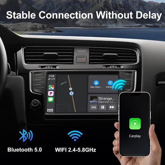 Langaton CarPlay-sovitin iPhonelle, plug and play, jatkokaapeleilla