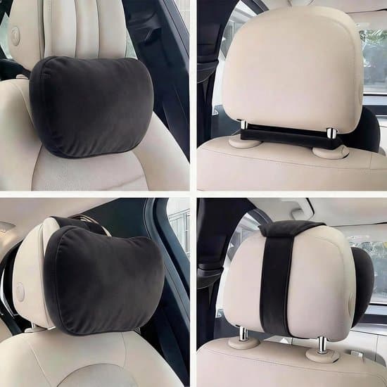 2-piece Car Pillow Set, Driver's Seat Headrest, Head Pillow, Soft Backrest, Suitable for Sleeping in the Car (Black, Head)