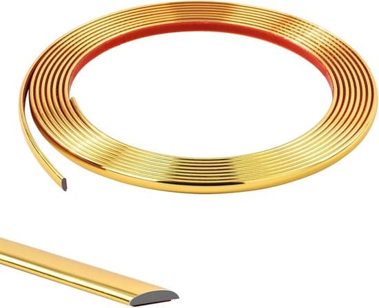 5M Self-Adhesive PVC Decorative Strip (10mm Wide), Flexible Wall Wallpaper Edging for Tiles, Mirrors, Ceilings & Cabinets (Gold)