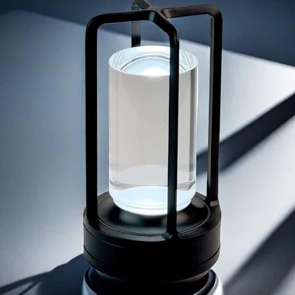 Cordless LED Lamp | Rechargeable Metal Table Lamp Lantern Black