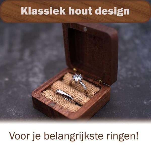 Træringæske - Bryllup - Forlovelsesæske - Smykkeskrin - Bryllup - Øreringeæske - Luksus Ringæske - Valnøddetræ