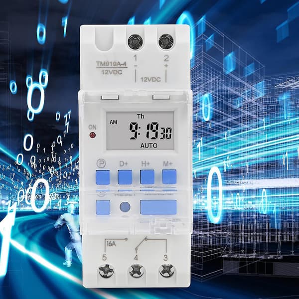 Ugentlig Timer Switch 12V DC 16A LCD Display med Nedtællingsfunktion Udskifteligt Batteri