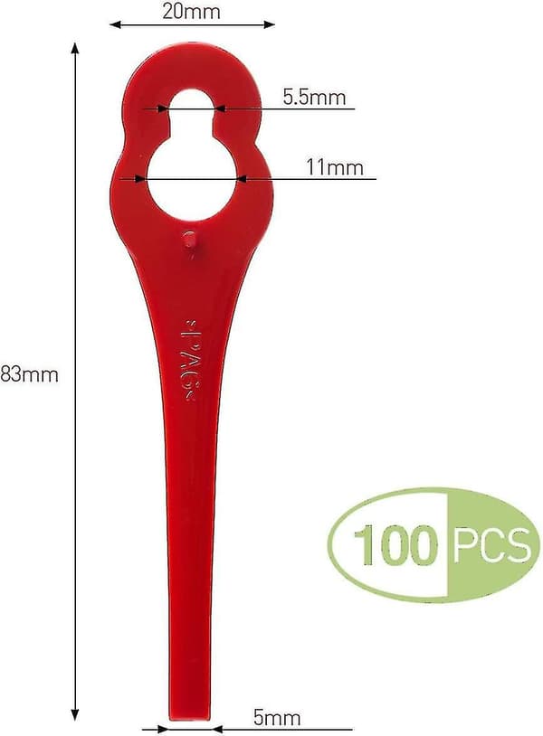 100-pack kompatibla plastblad för Lidl Florabest Edger - Längd 8,3 cm