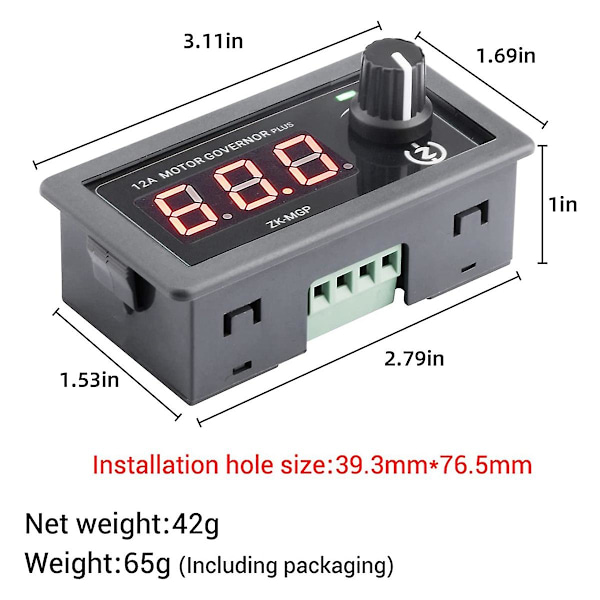 PWM-moottorin nopeuden säädin, säädettävä nopeuden säädin DC 5V-30V 12A 360W moottorin ohjain kaksois-M:llä