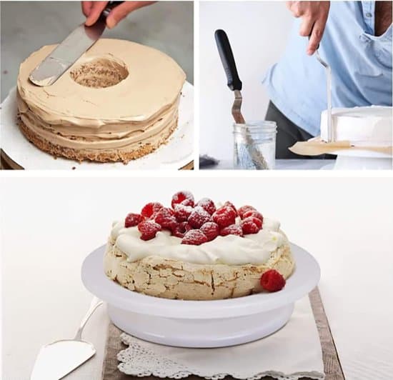 ytterdiameter 27,5 cm - basediameter 24 cm - høyde 7 cm - platespiller i plast - roterende kakestativ - for dekorasjon - presentasjon og baking
