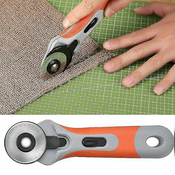 45mm Roterende Kutter Sy Stoff Lær Papir Håndverk Quilting Kutting M/blad Gl(grå+oransje)(1 stk)