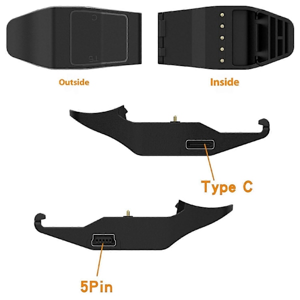 Ladeadapter for Garmin T5 TT15 TT10 T15 GTT15x TT25 Hundehalsbåndlader