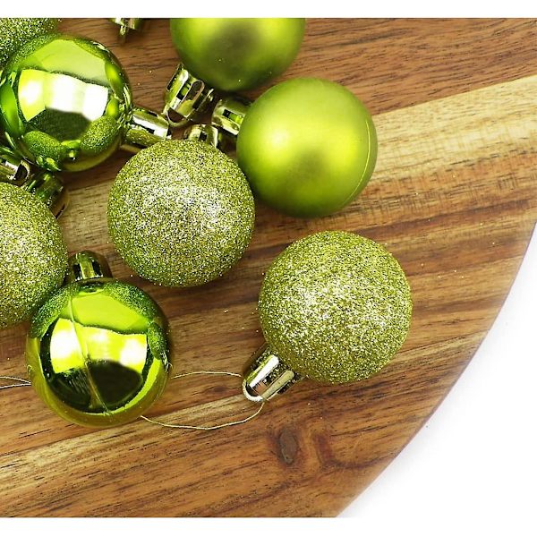 Koristeelliset joulupallot, 24 kpl, pieni koko, matta, kiiltävä, glitter, 3 cm, vihreä (vihreä)
