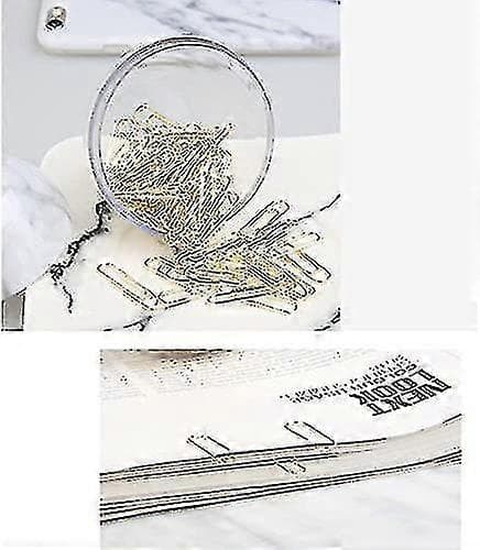 Multibey Guldfarvede Papirclips I Elegant Magnetisk Marmorhvid Clipsholder