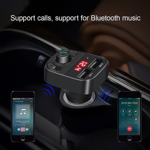Bil Kit Trådløs Bluetooth Telefon Oplader LCD MP3 Afspiller Håndfri FM Transmitter Dobbelt USB Oplader