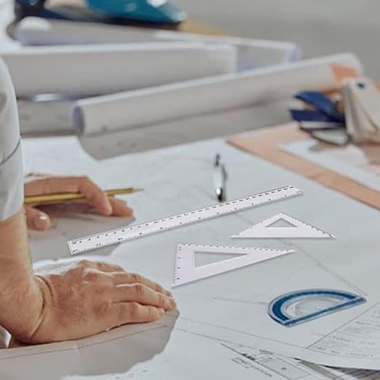 Versatile Ruler Set - Includes Straight Ruler, Set Square, Protractor, Isosceles Set Square - Precise Measuring Tools for School and Office