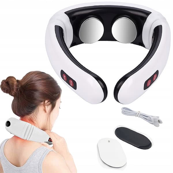 Neck Massager with EMS Electrotherapy - Pain Relief for Neck, Back & Shoulders with 6 Programs and Pulse Massage