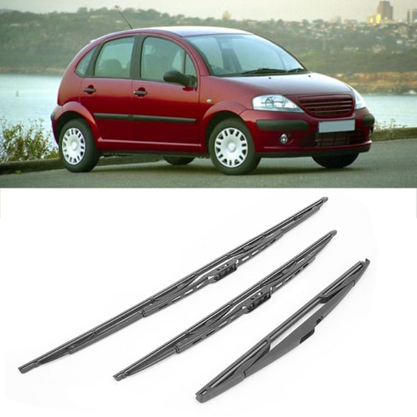 3 stk. For- og Bagrudeviskerblade til Citroen C3 Mk1 Modeller 2002-2008