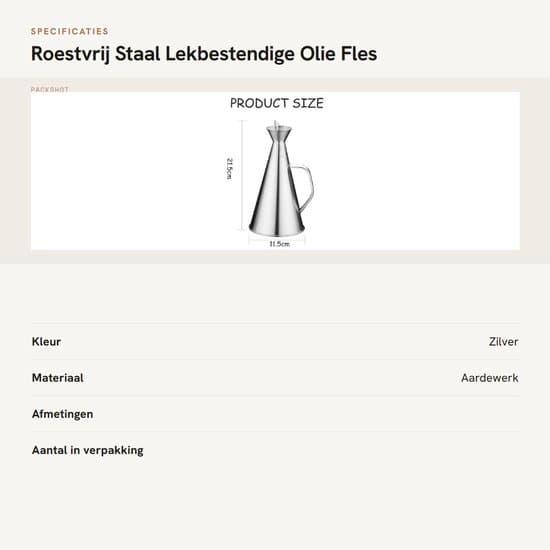 Läckagesäker oljeflaska i rostfritt stål - Droppfri