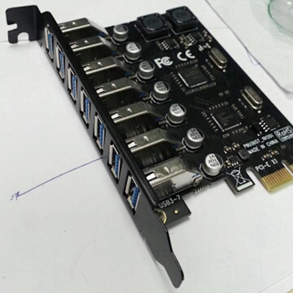 USB 3.0 PCI Express Adapter PCI E til 7 Ports USB 3 Udvidelsesadapterkort USB3 PCIe PCI-E X1 Controller Konverter (VIA)