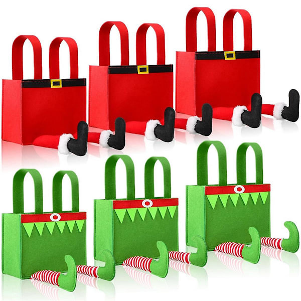 6 st julgodispåsar Tomtebyxor Påse med Handtag Jultomte Handväska för Julparty Favorit Dekoration