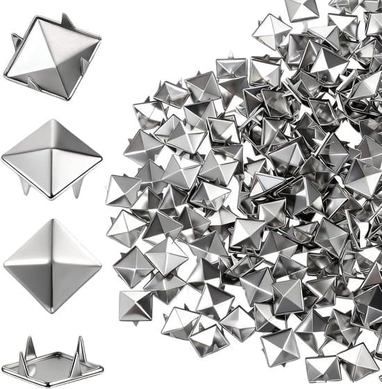 600-piece 10mm Silver Square Pyramid Studs and Spikes Set for Leather and Crafts