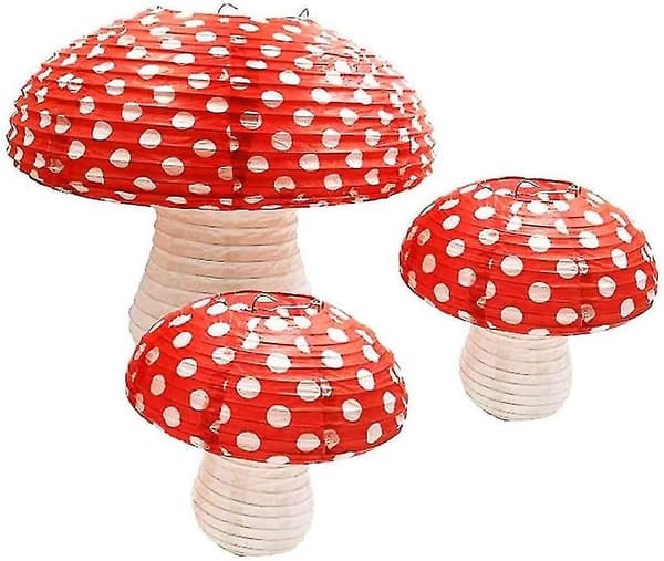 3 stk. Store 3D Soppformede Papirlanterner for Festdekorasjon Oppheng