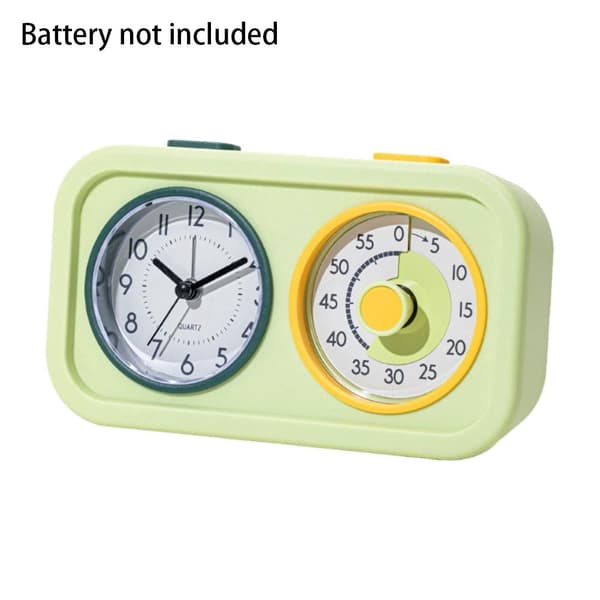 Child-Friendly Visual Timer with Clock Function - 60-Minute Countdown Timer with Dual Displays, Alarm, and Night Light, for Homework, Screen Time