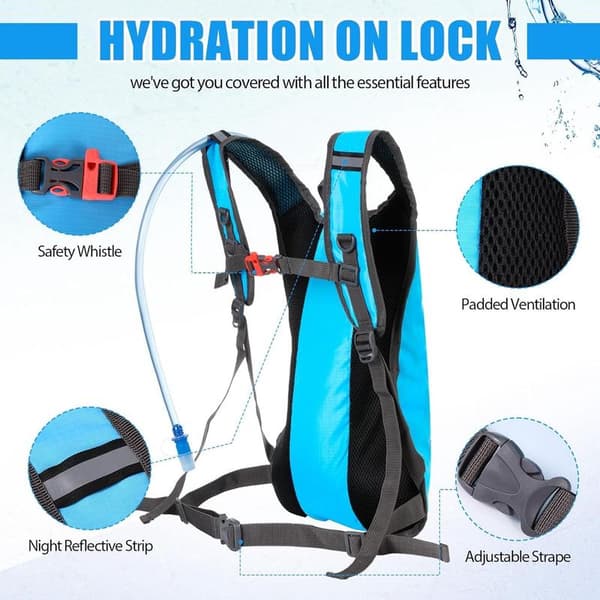 Backpack - Travel Backpack - Outdoor Sports Backpack - Hydration Backpack - Hiking Backpack - with 2L Water Bladder - Sports Backpack - Breathable